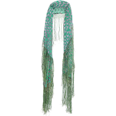 1920s Green and Silver Burn Out Velvet Shawl