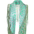 1920s Green and Silver Burn Out Velvet Shawl