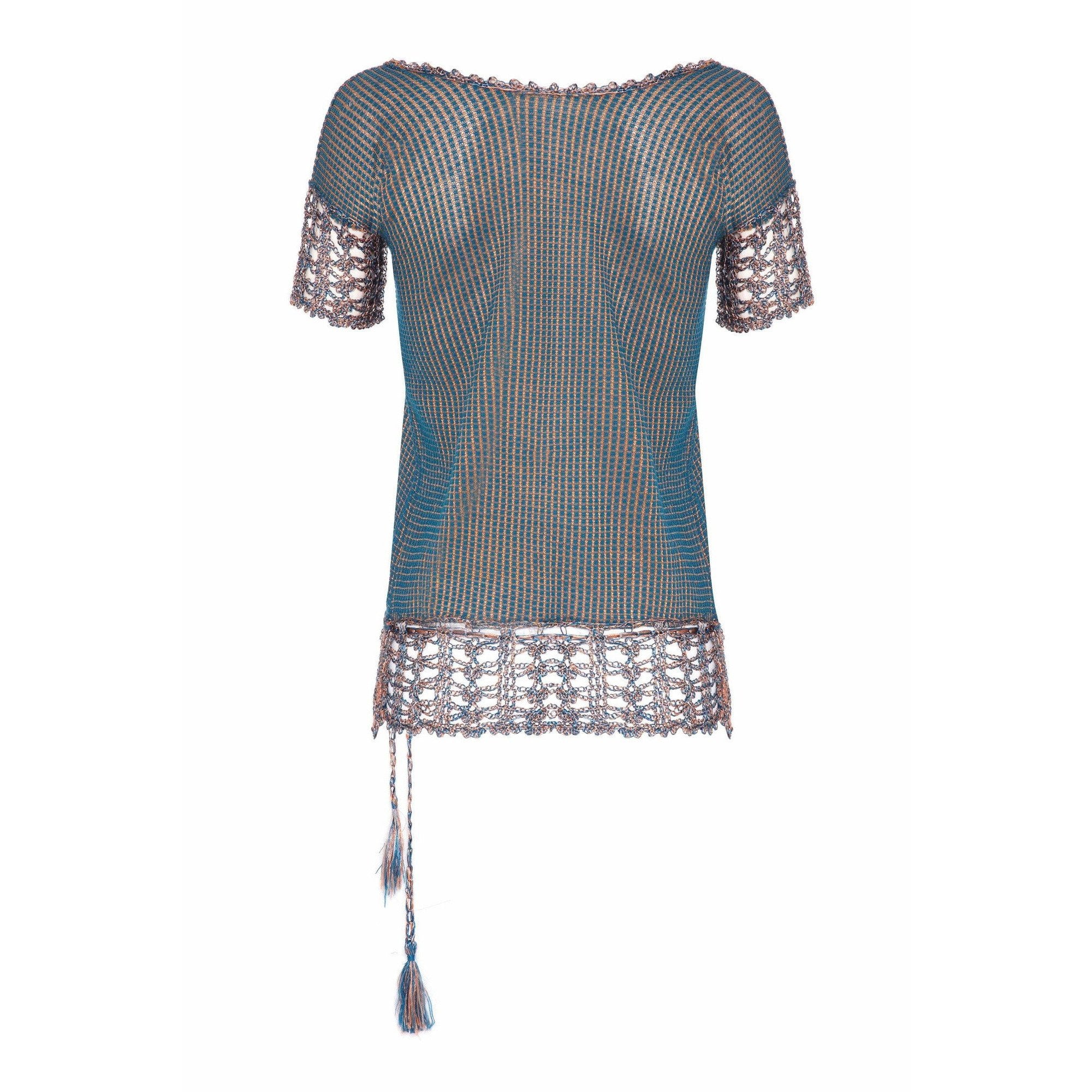 1920s Knitted Blue Check Top