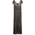 1920s or 1930s Black & Gold Floral Lace French Lame Dress