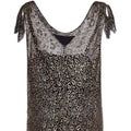 1920s or 1930s Black & Gold Floral Lace French Lame Dress