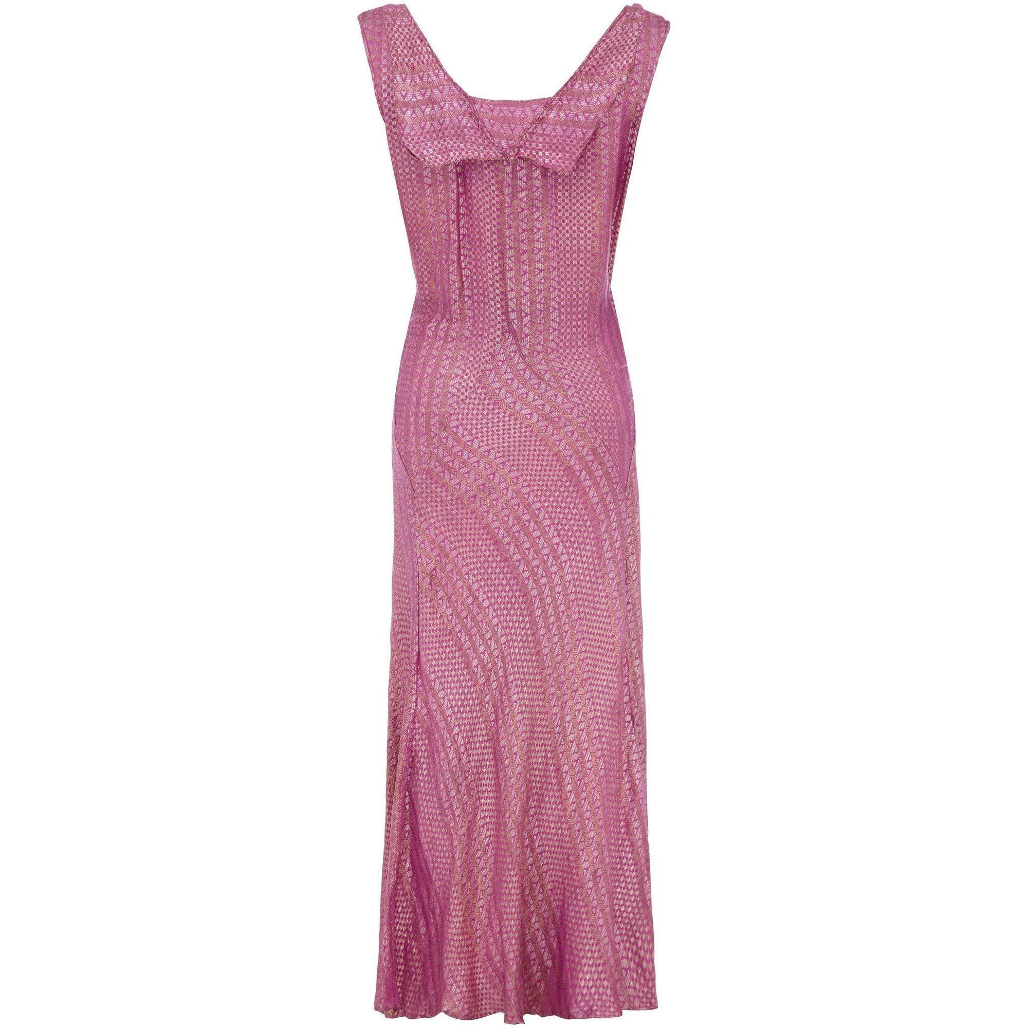 1920s Sugar Pink Full Length Lame Flapper Dress