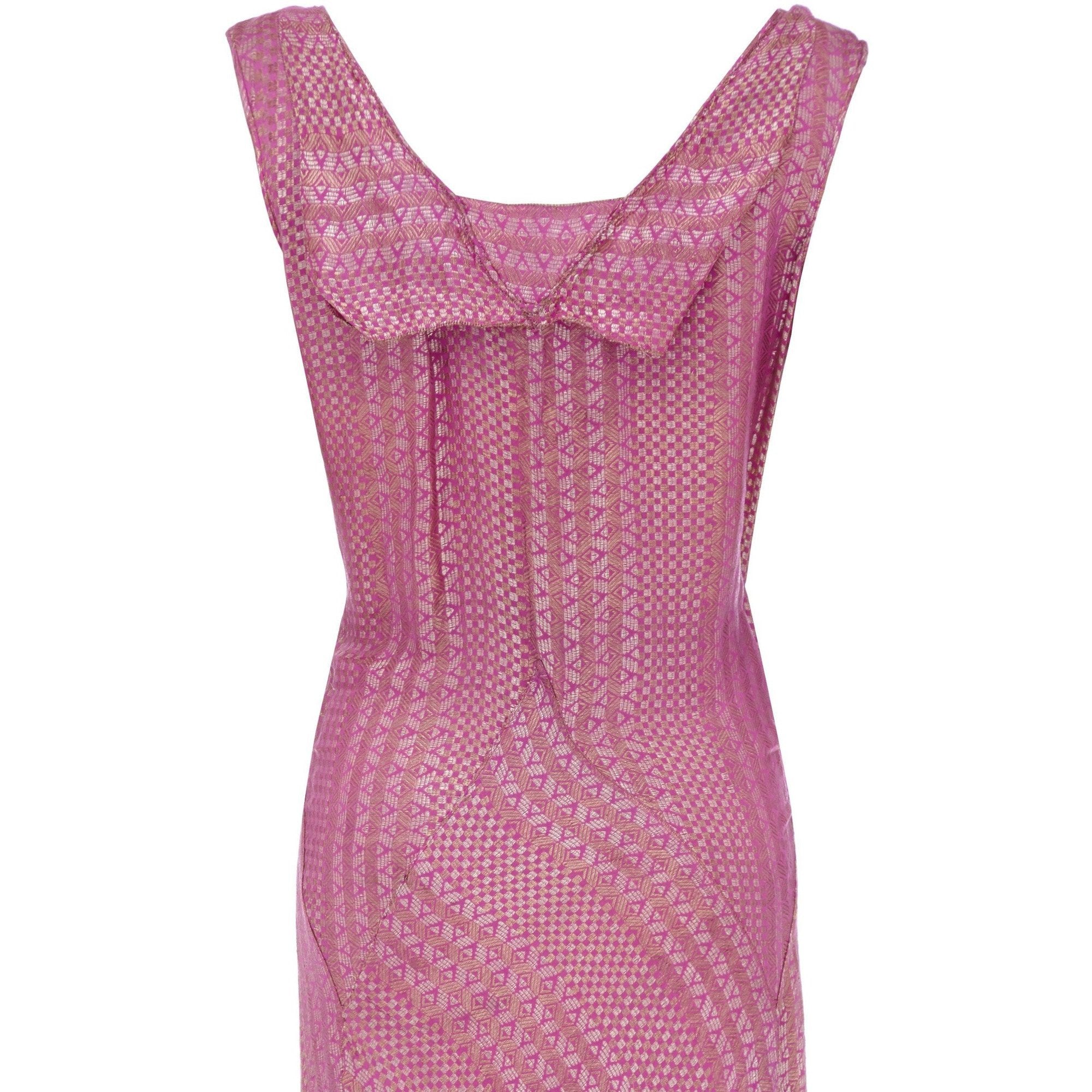 1920s Sugar Pink Full Length Lame Flapper Dress