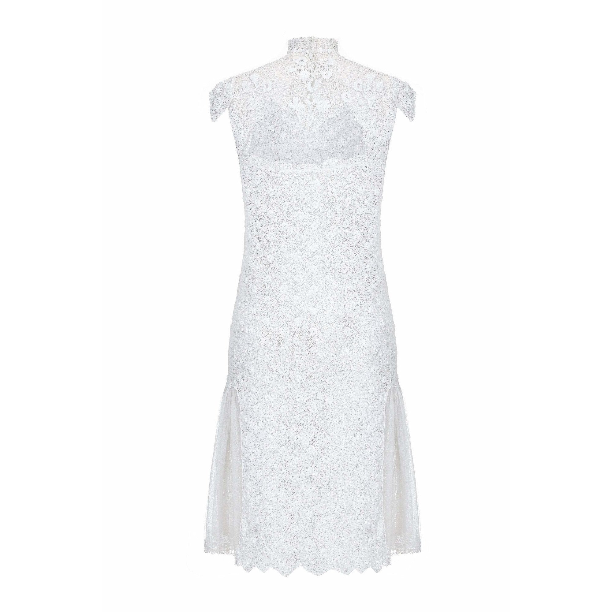 ARCHIVE - 1920s White Handmade Irish Crochet Lace Bridal Dress CIRCA VINTAGE ARCHIVE - 1920s White Handmade Irish Crochet Lace Bridal Dress CIRCA VINTAGE