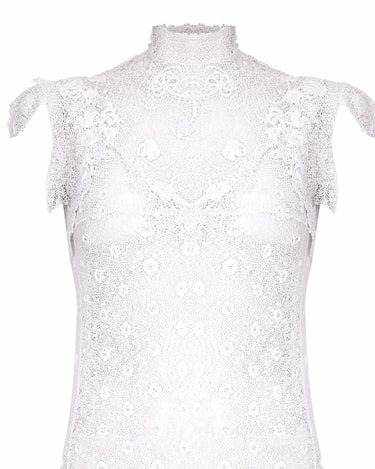 1920s White Handmade Irish Crochet Lace Bridal Dress