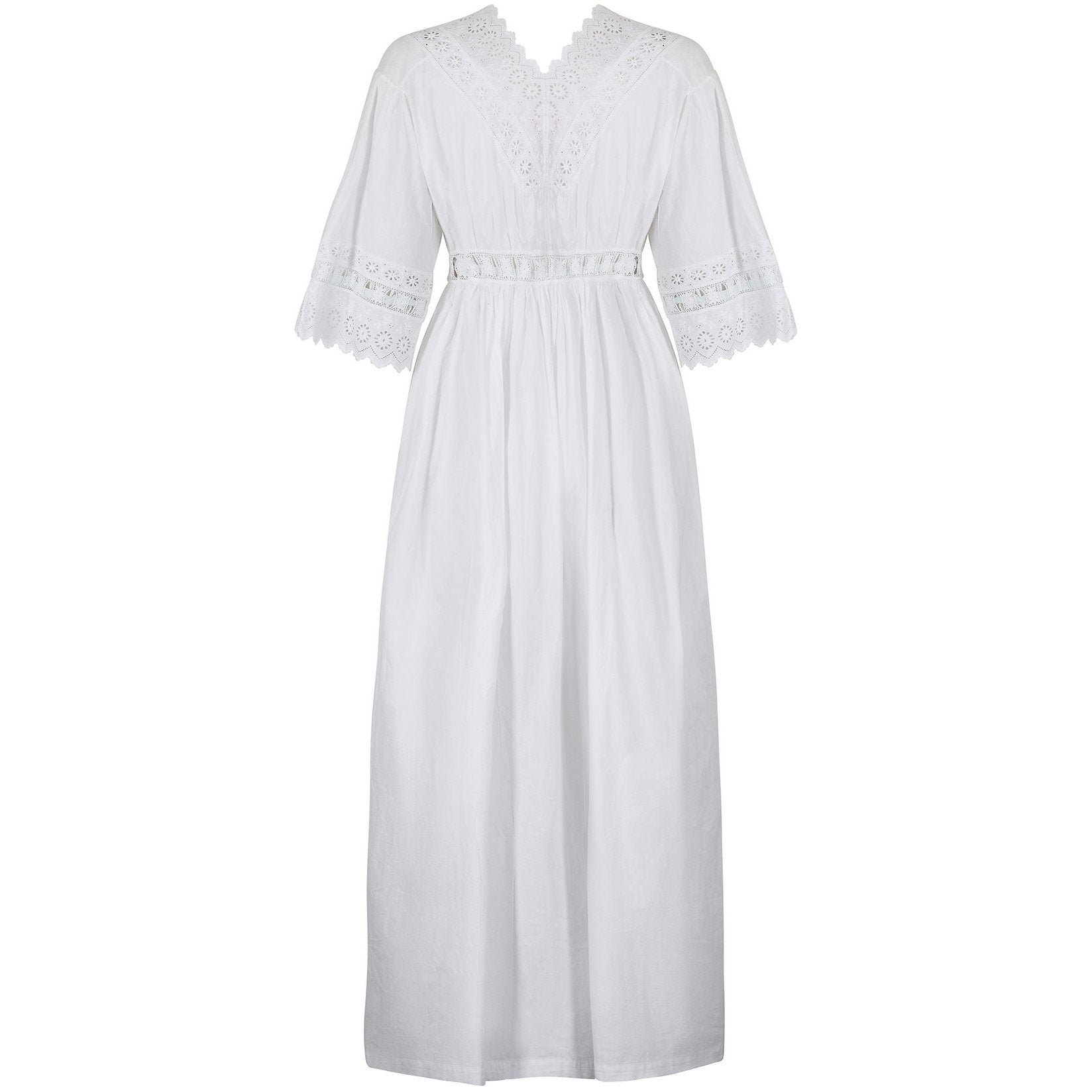 1920s Whitework and Embroidered Eyelet and Satin Work Nightdress