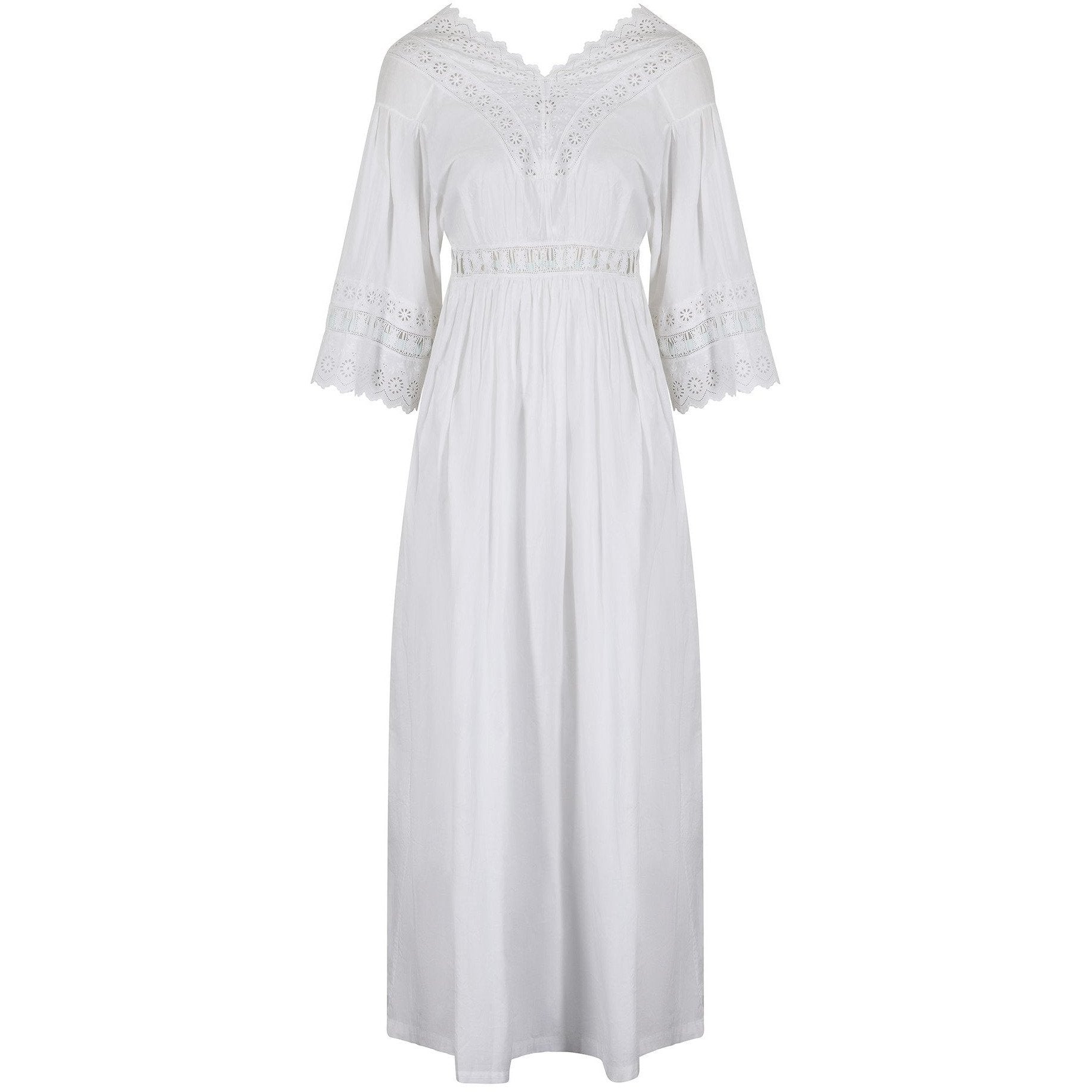 1920s Whitework and Embroidered Eyelet and Satin Work Nightdress