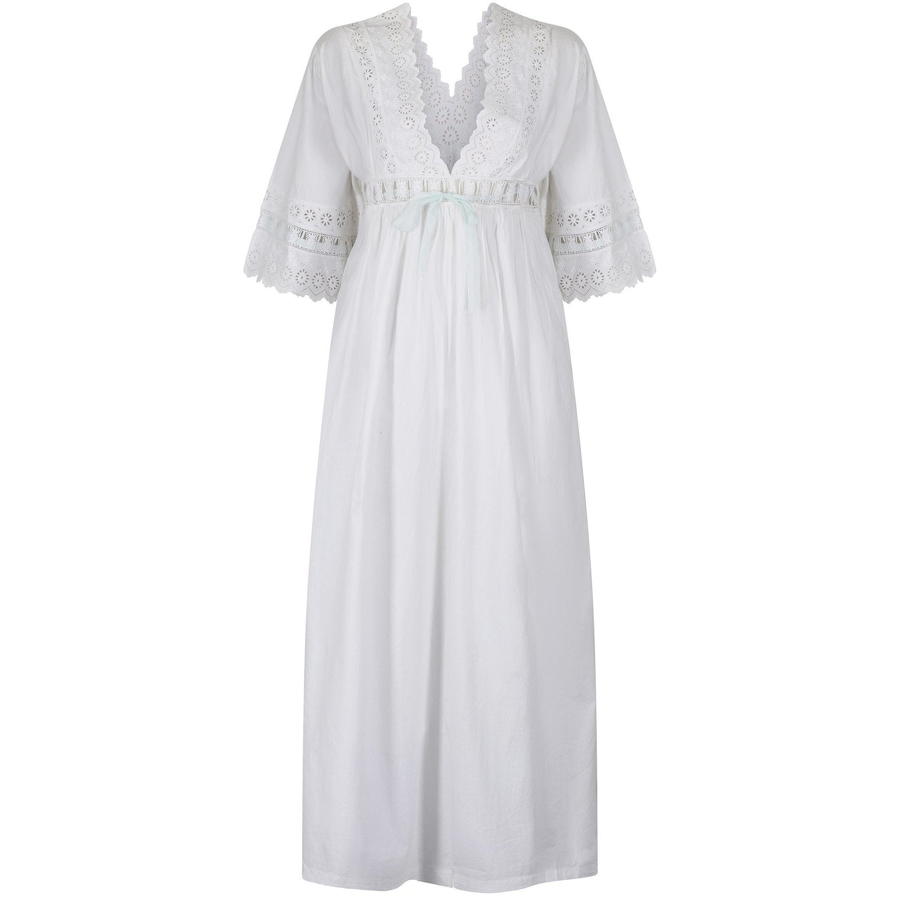 1920s Whitework and Embroidered Eyelet and Satin Work Nightdress