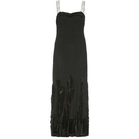 1920’s/30’s Sequined Long Black Flapper Dress