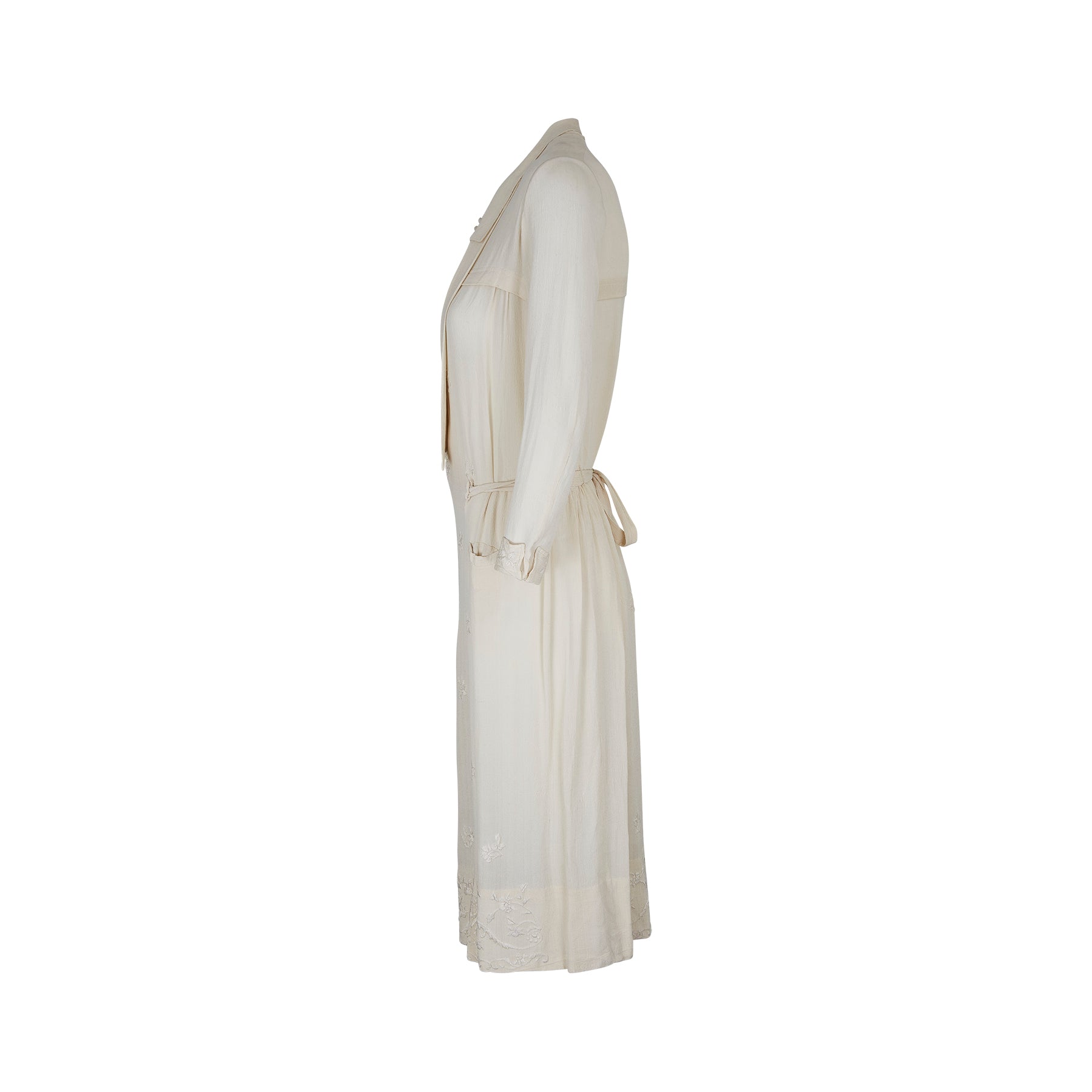 ARCHIVE - 1920s Silk Cream Floral Embroidered Dress