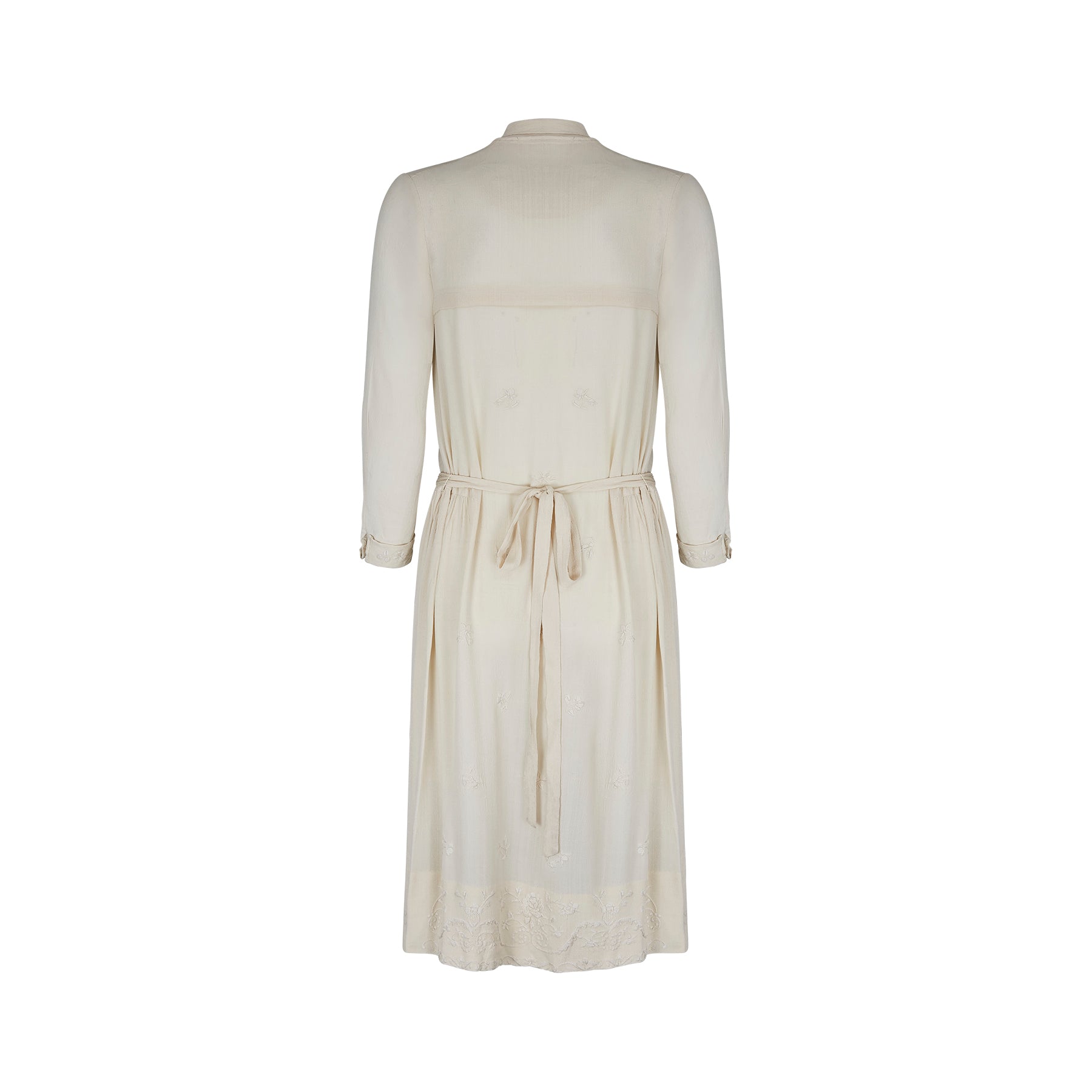 ARCHIVE - 1920s Silk Cream Floral Embroidered Dress