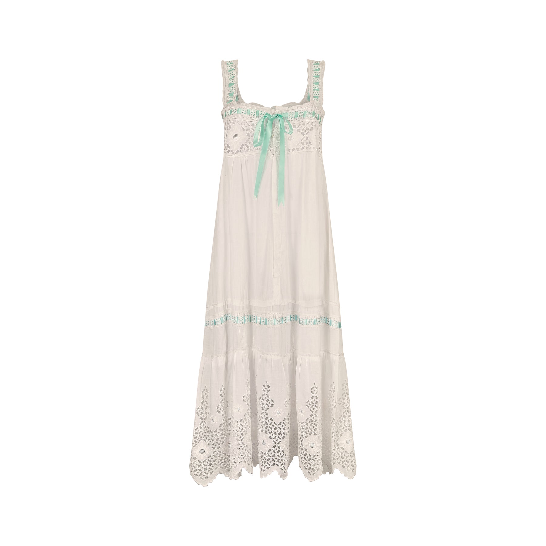 1920s White Cotton Eyelet Slip Dress