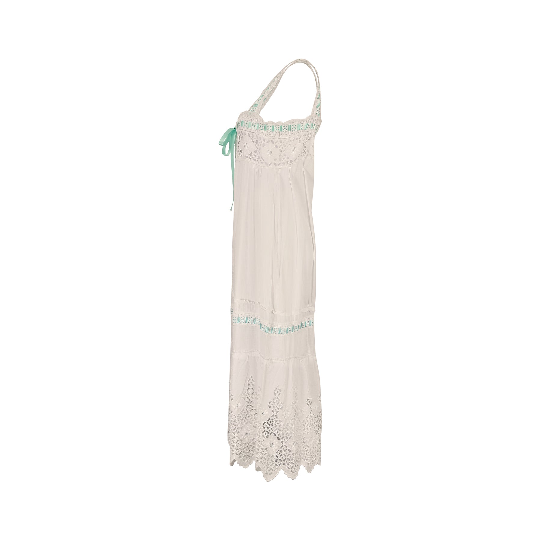 1920s White Cotton Eyelet Slip Dress