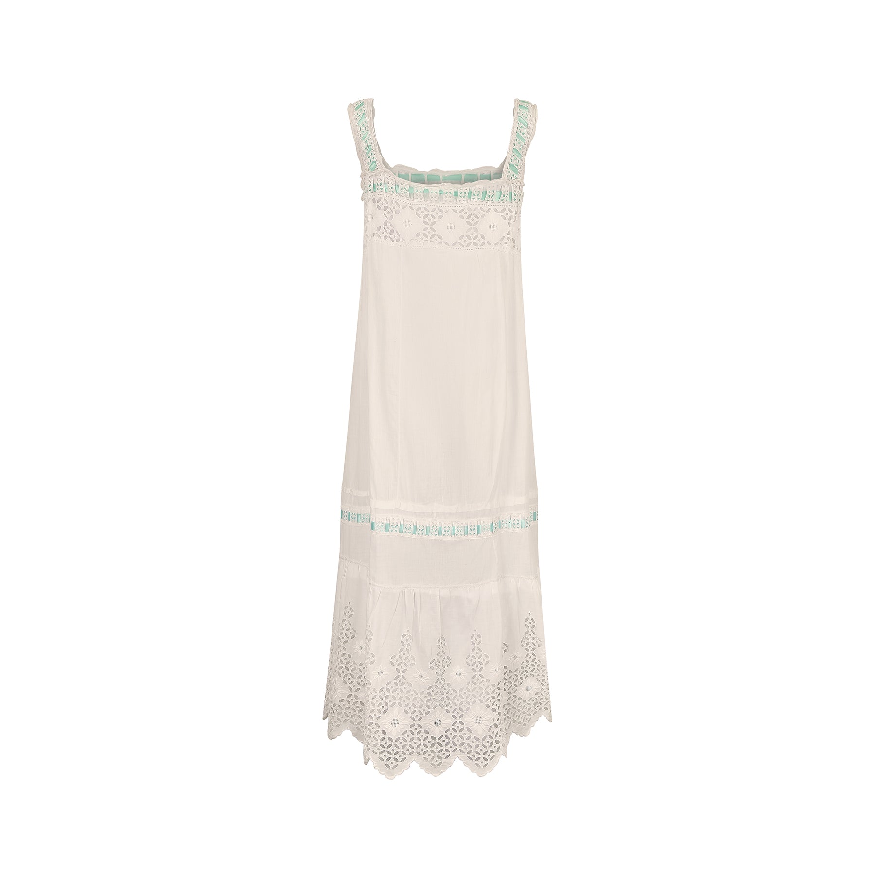 1920s White Cotton Eyelet Slip Dress