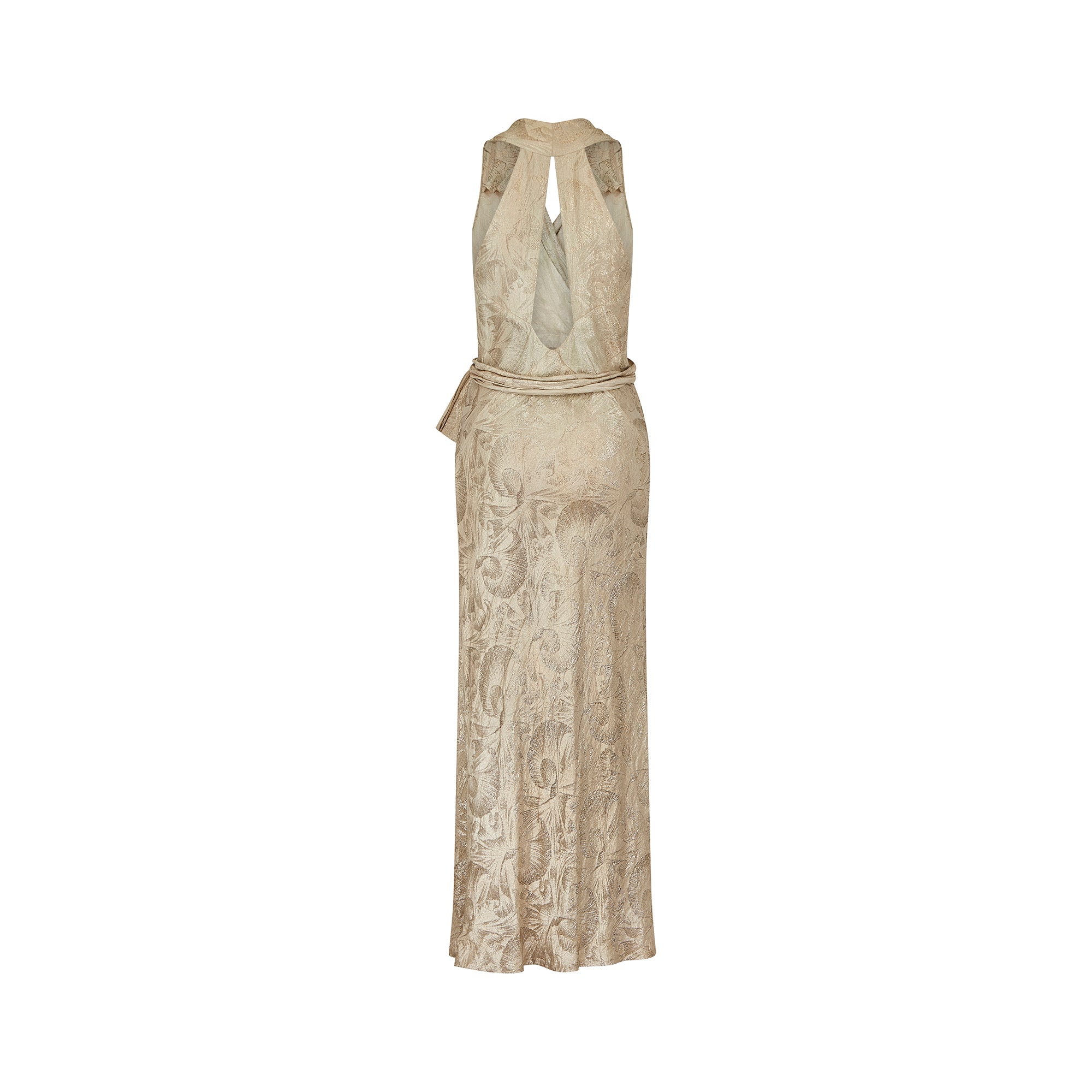 1930s Haute Couture Silver Lame Evening Dress