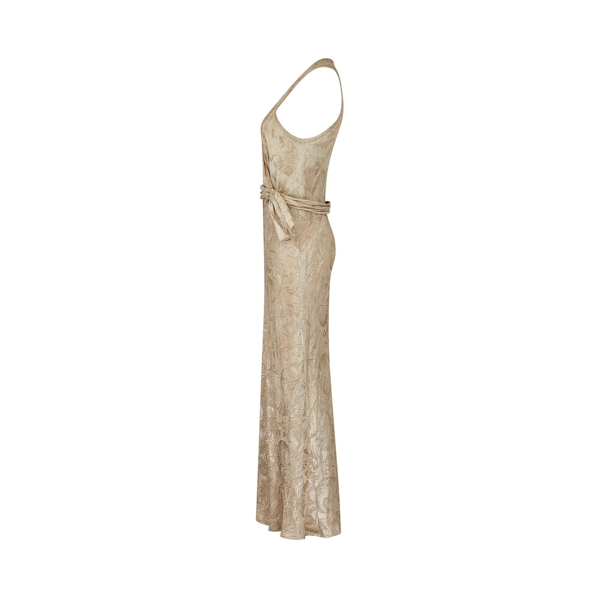 1930s Haute Couture Silver Lame Evening Dress