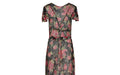 1930s Chiffon and Lame Rose Print Dress