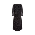 1930s Floral Black Burnout Velvet Dress with Fluted Sleeves