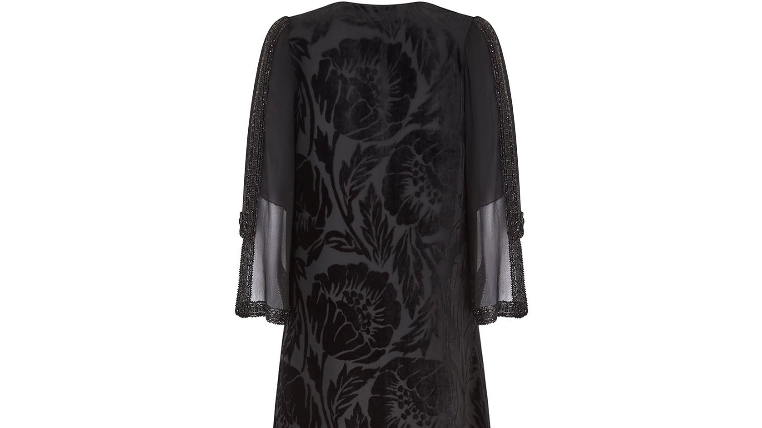 ARCHIVE - 1930s Floral Black Burnout Velvet Dress with Fluted Sleeves CIRCA VINTAGE ARCHIVE - 1930s Floral Black Burnout Velvet Dress with Fluted Sleeves CIRCA VINTAGE
