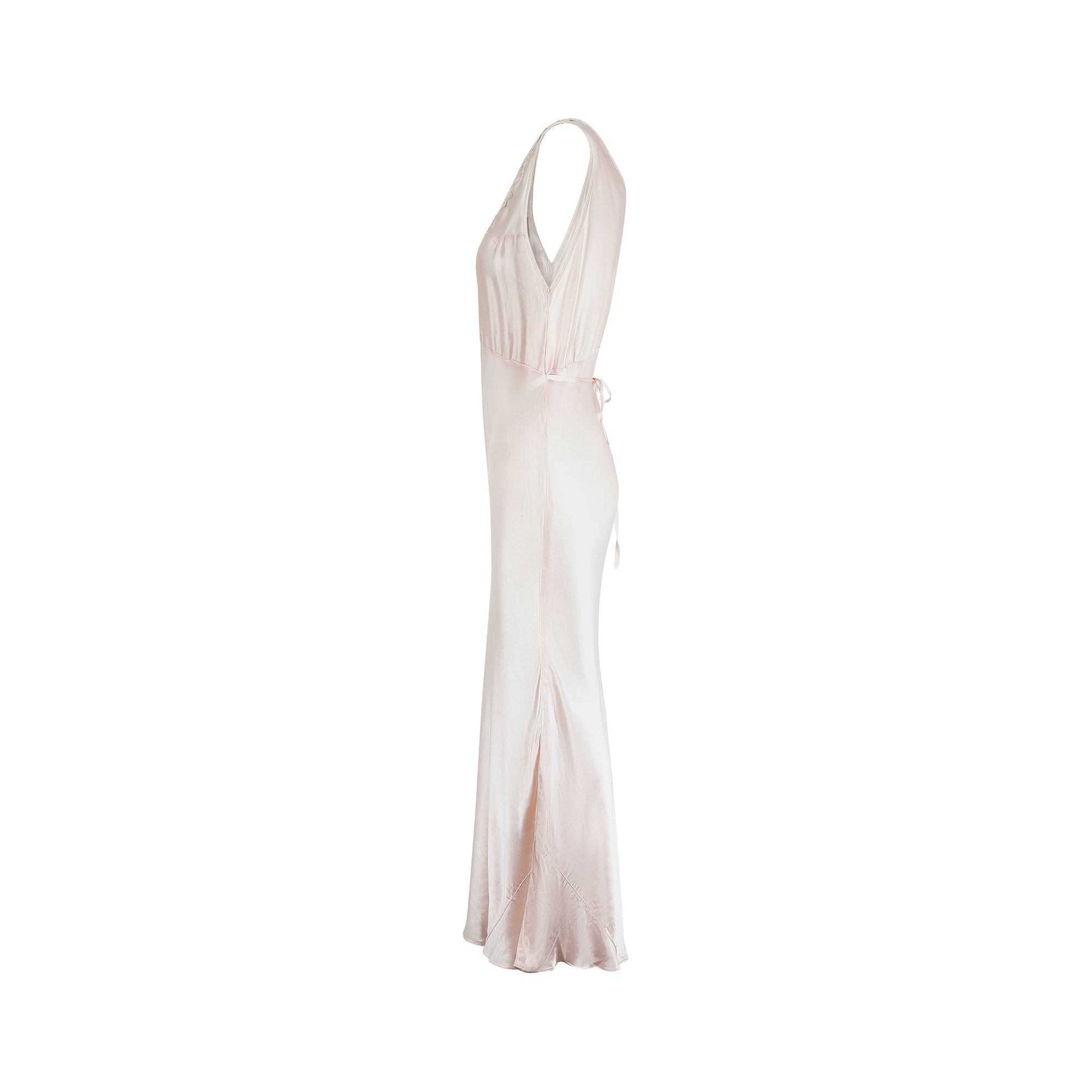 1930s Square Neck Bias Cut Pink Slip Dress