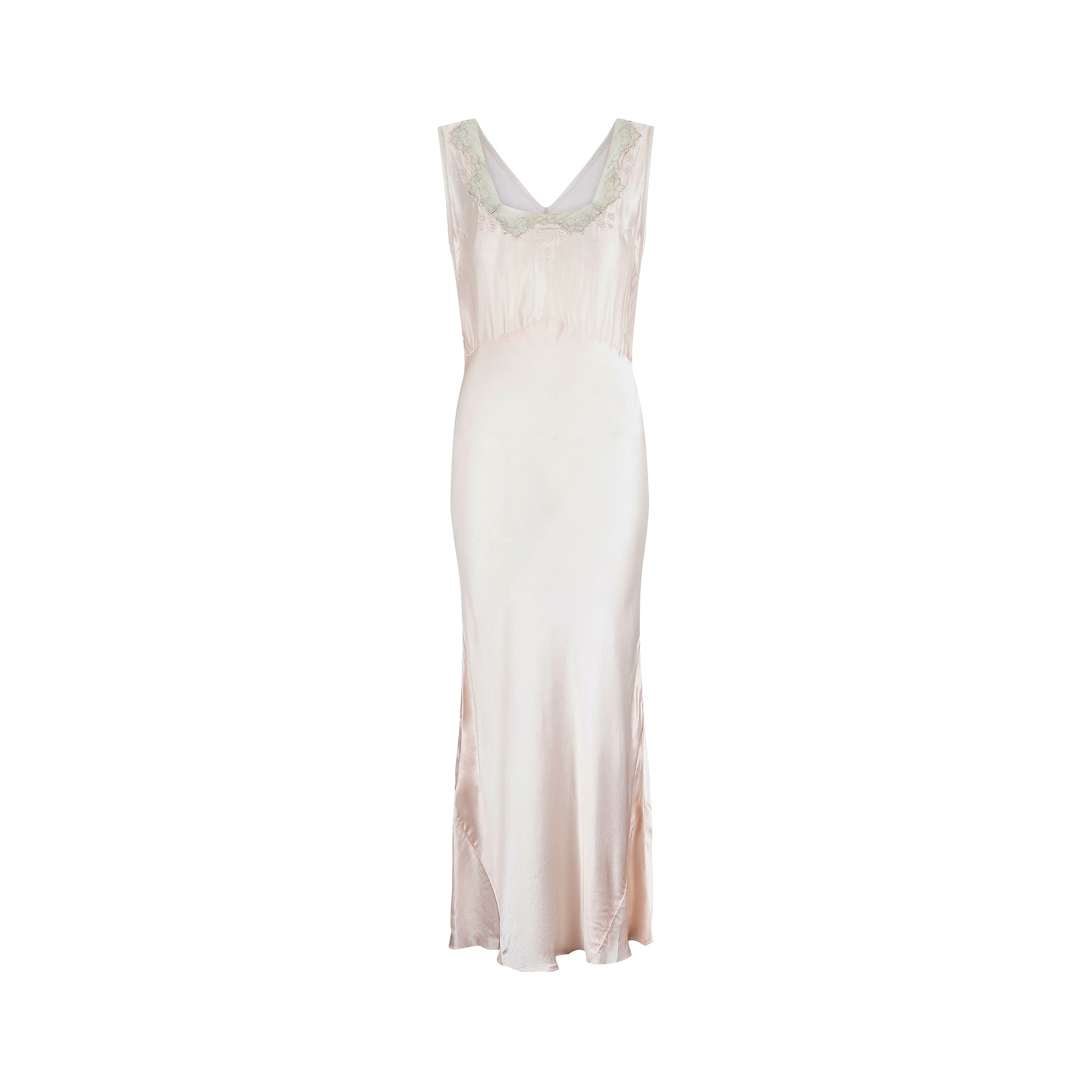 ARCHIVE - 1930s Square Neck Bias Cut Pink Slip Dress