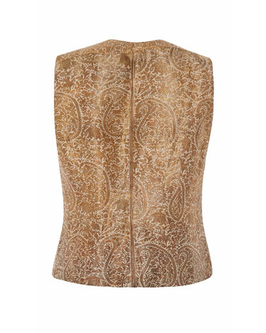1930s Antique Silk Indian Waistcoat With Gold Brocade
