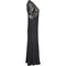 1930s Black Crepe Bias Cut Evening Dress with Spectacular Embellished Neckline