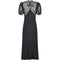 1930s Black Crepe Bias Cut Evening Dress with Spectacular Embellished Neckline