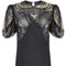 1930s Black Crepe Bias Cut Evening Dress with Spectacular Embellished Neckline