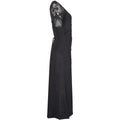 1930s Black Silk Crepe and Net Evening Dress With Floral Appliqué Embellishment
