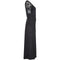1930s Black Silk Crepe and Net Evening Dress With Floral Appliqué Embellishment