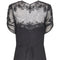 1930s Black Silk Crepe and Net Evening Dress With Floral Appliqué Embellishment