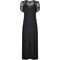 1930s Black Silk Crepe and Net Evening Dress With Floral Appliqué Embellishment