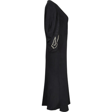 ARCHIVE - 1930s Black Silk Crepe Gown With Kimono Style Embroidered Soutache Sleeves