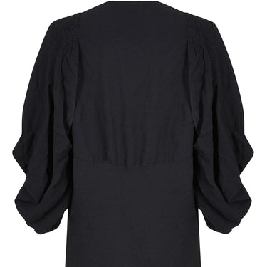 ARCHIVE - 1930s Black Silk Crepe Gown With Kimono Style Embroidered Soutache Sleeves
