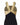 1930s Black Silk Dress with Embossed Gold Bodice