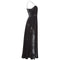 1930s Black Velvet Art Deco Floral Print Evening Dress