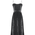 1930s Black Velvet Art Deco Floral Print Evening Dress