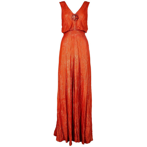 1930s Deep Orange Lame Dress