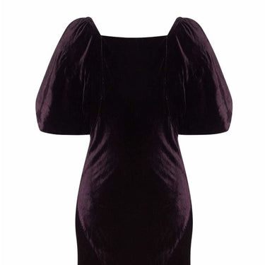 ARCHIVE: 1930s Deep Purple Velvet Bias Cut Gown With Gold Lame Cloak Sleeves