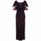 1930s Deep Purple Velvet Bias Cut Gown With Gold Lame Cloak Sleeves