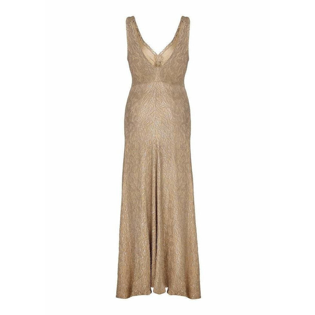 ARCHIVE 1930s Gold Lame Bias Cut Gown