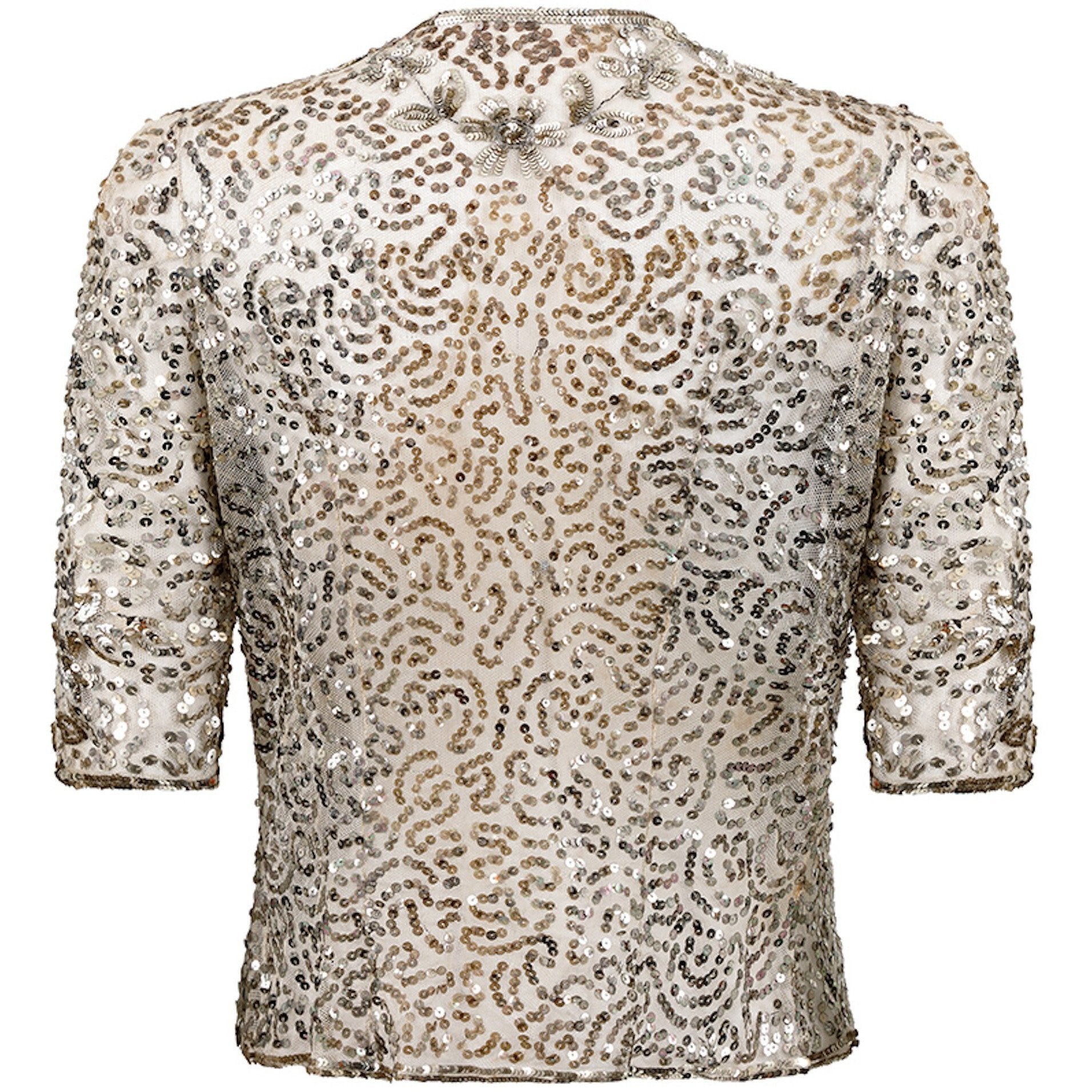 1930s Gold Sequin Sheer Net Evening Top
