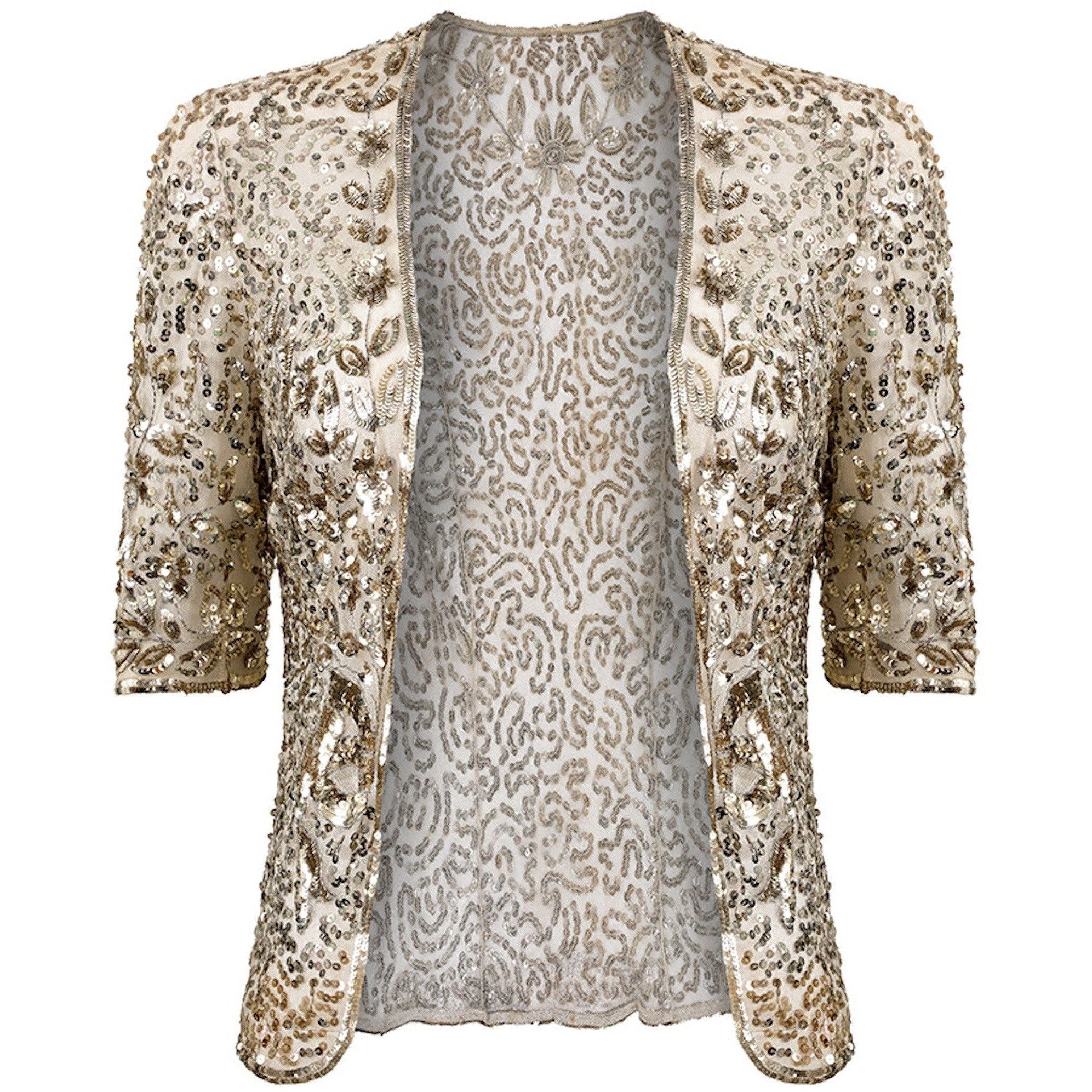 1930s Gold Sequin Sheer Net Evening Top