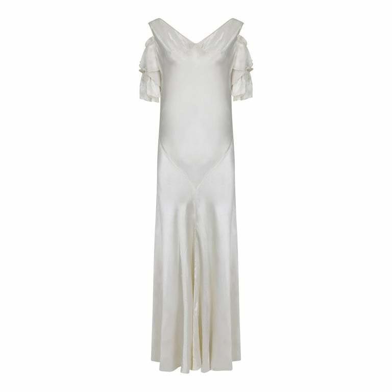 1930s Ivory Satin Wedding Dress