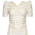 1930s Ivory Silk Sunburst Bodice and Gold Silk Thread Striped Gown