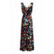 1930s Liquid Satin Floral Pattern Bias Cut Dress