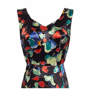 ARCHIVE: 1930s Liquid Satin Floral Pattern Bias Cut Dress