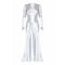 1930s Long Sleeved White Silk Satin Bias Cut Wedding Dress