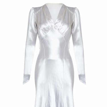 ARCHIVE - 1930s Long Sleeved White Silk Satin Bias Cut Wedding Dress
